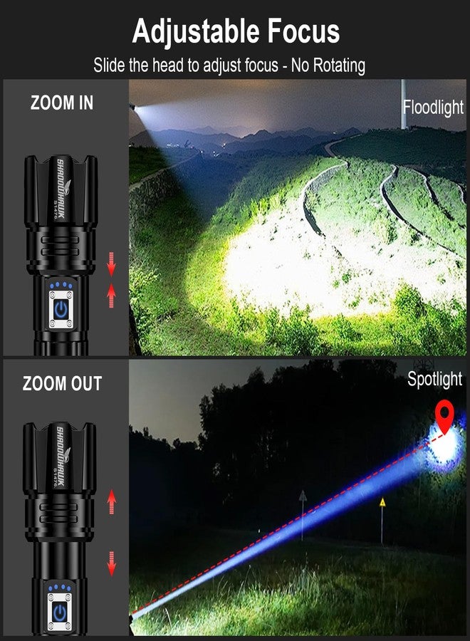 Shadowhawk Flash Light Led Torch, 20000 Lumens Flashlight Bright Light Torch, XHP70.2 Hand Torch Light Rechargeable USB Tactical, Waterproof Portable Torch Light for Trekking Hunting Emergency - Image 3